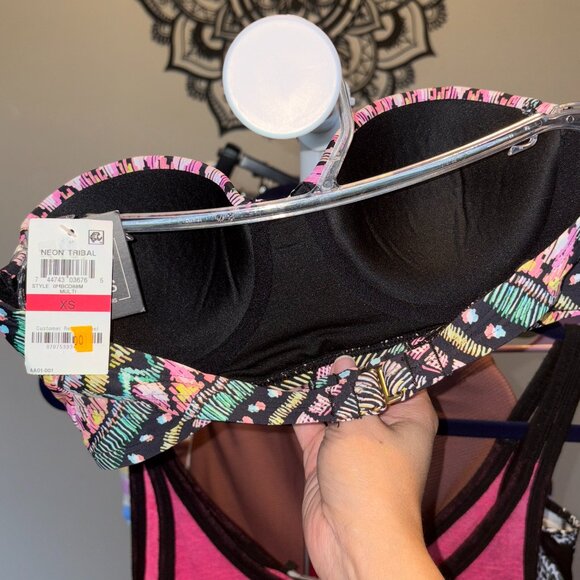 NEW XS Bar III Neon Tribal Printed Underwire Midkini Top - Picture 4 of 5